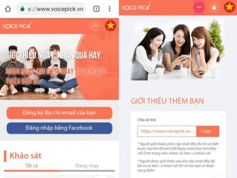 Voice Pick là app khảo sát có thể nhận được thẻ Garena như phần thưởng