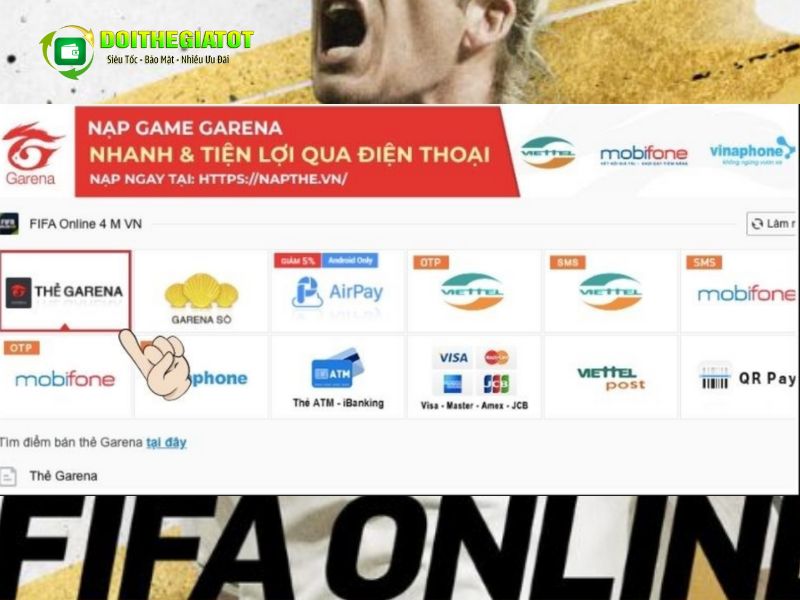 Chọn hình thức thanh toán là thẻ game