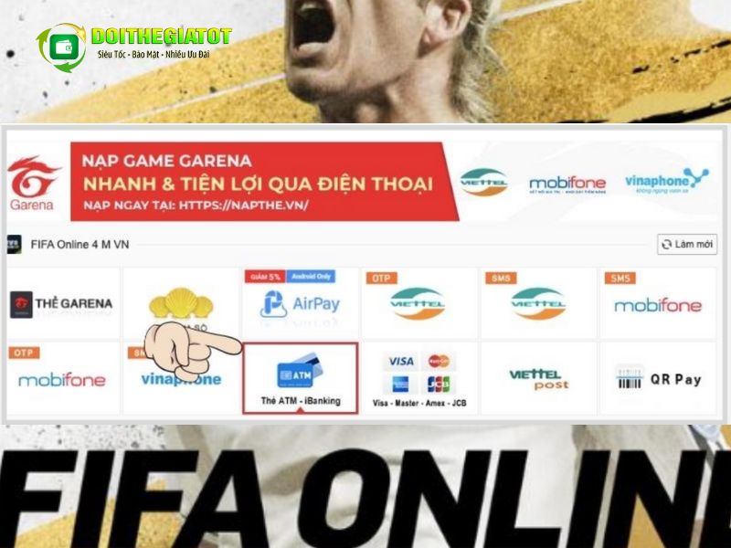 Truy cập vào web nạp thẻ Garena chọn FO4