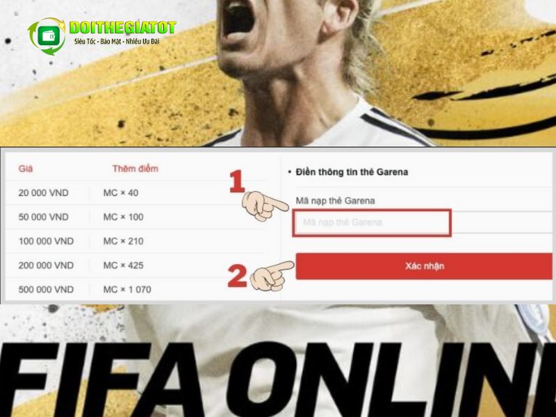 Nhập mã thẻ Garena rồi bấm xác nhận