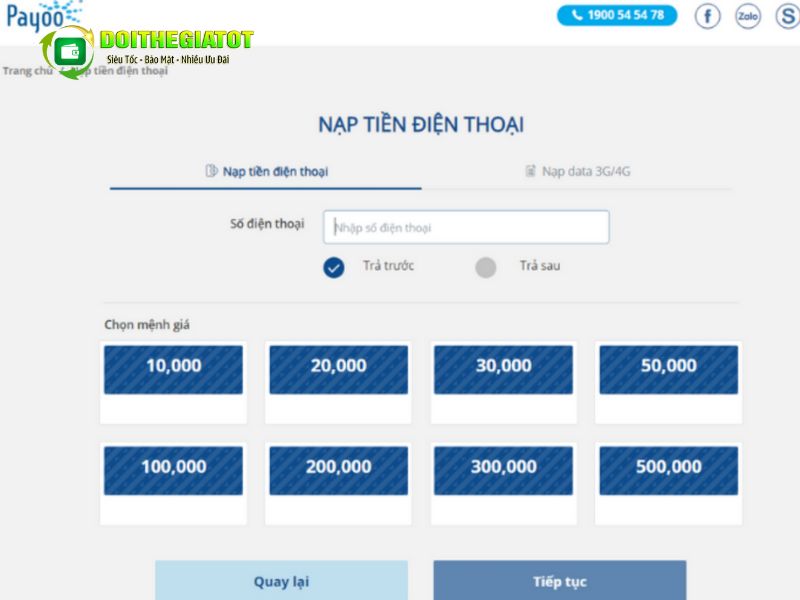 Điền số điện thoại bạn cần nạp tiền điện thoại vào ô trống