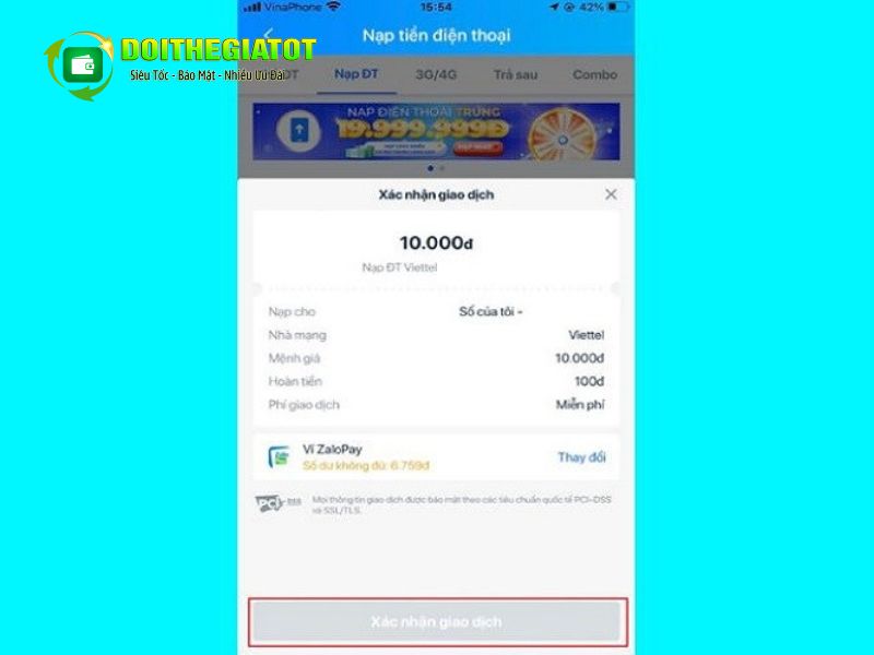 Nhấn “Xác nhận giao dịch” để hoàn tất