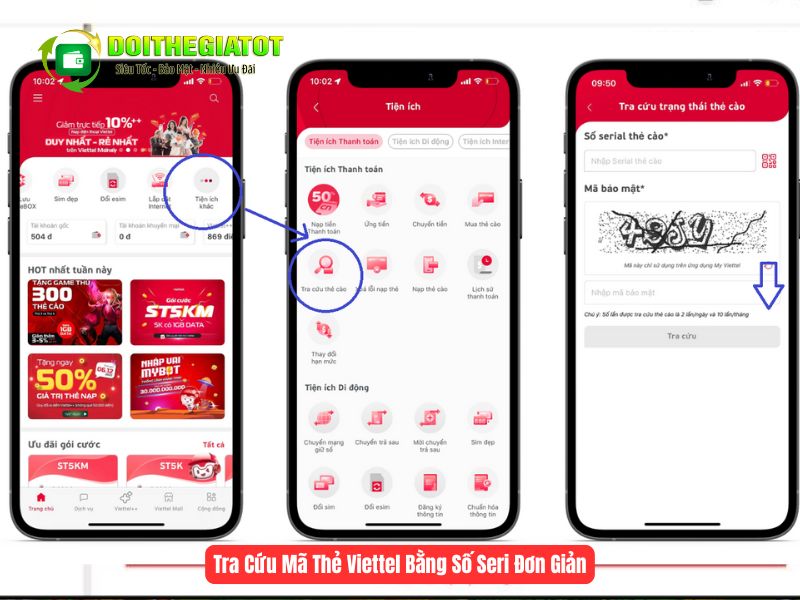 Bạn có thể trả cứu mã thẻ từ số Seri trên ứng dụng My Viettel