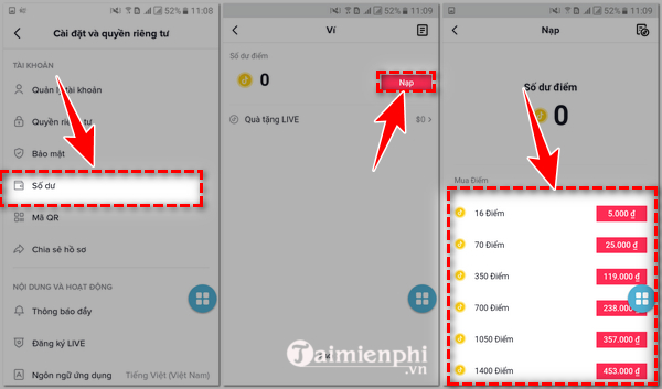 cách nạp xu tiktok 2