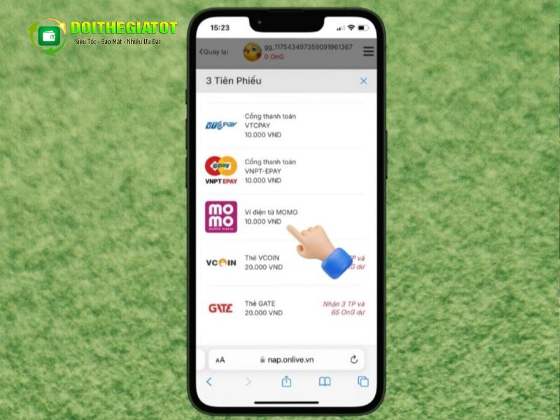 Chọn phương thức thanh toán là MoMo