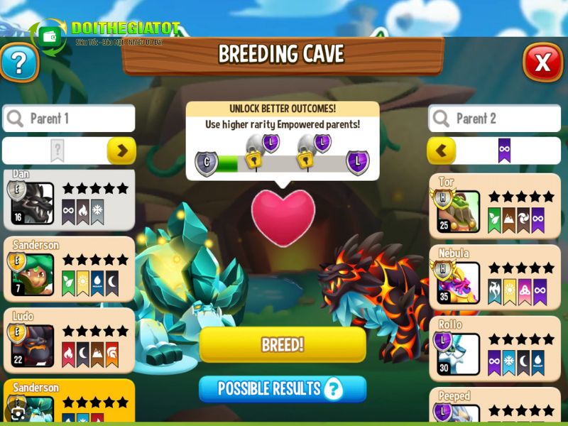 Rất nhiều hoạt động vui vẻ trong game Dragon City như ghép cặp, lai tạo các chú rồng