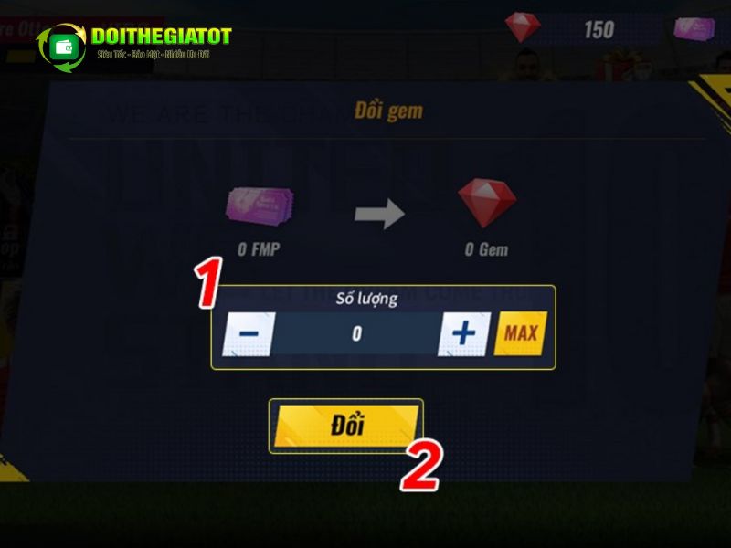 Chọn mức gem bạn muốn đổi