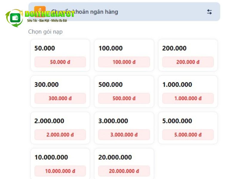 Vào nap.gamota.com chọn Nạp Lá và lựa chọn mệnh giá cần nạp