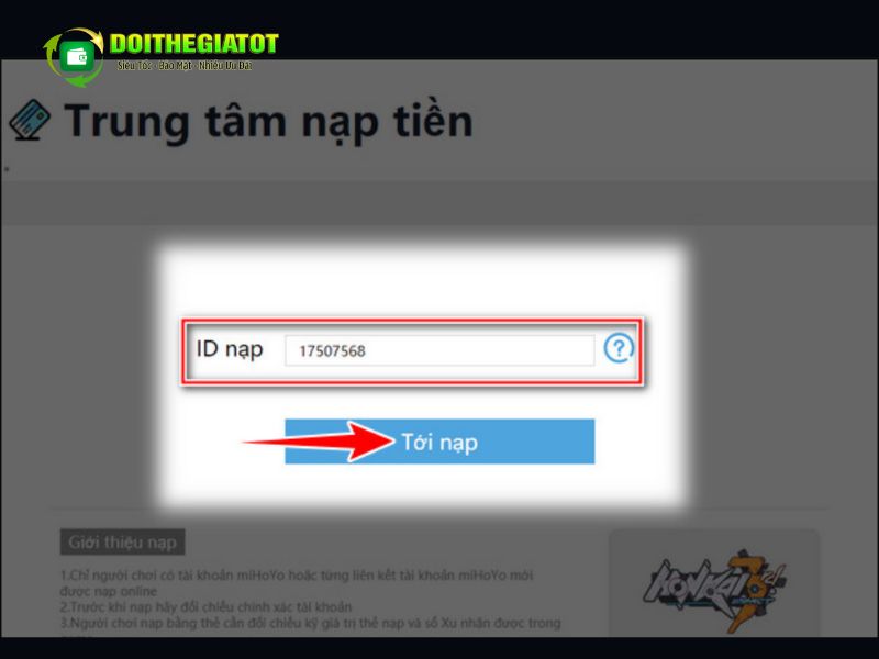 Nhập ID của nhân vật vào ô này
