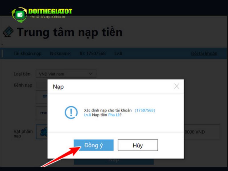 Bấm Đồng ý để xác nhận tiến hành giao dịch