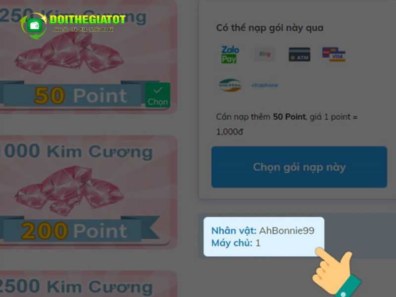 Game sẽ hiển thị thông tin của tài khoản game của bạn