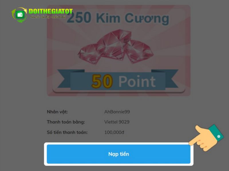 Bấm nạp tiền