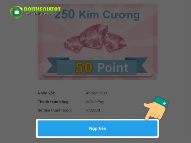 Bấm nạp tiền