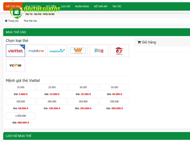 Mua thẻ cào qua web Doithegiatot.com để nhận chiết khấu tốt và hỗ trợ 24/7