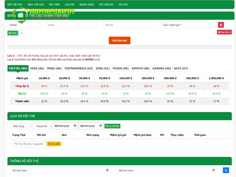 Đăng ký tài khoản trên Doithegiatot.com để bắt đầu đổi thẻ cào
