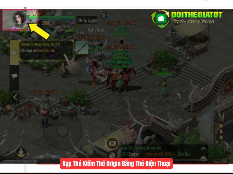 Trong giao diện chính của game Kiếm Thế Origin, chọn biểu tượng nhân vật của bạn