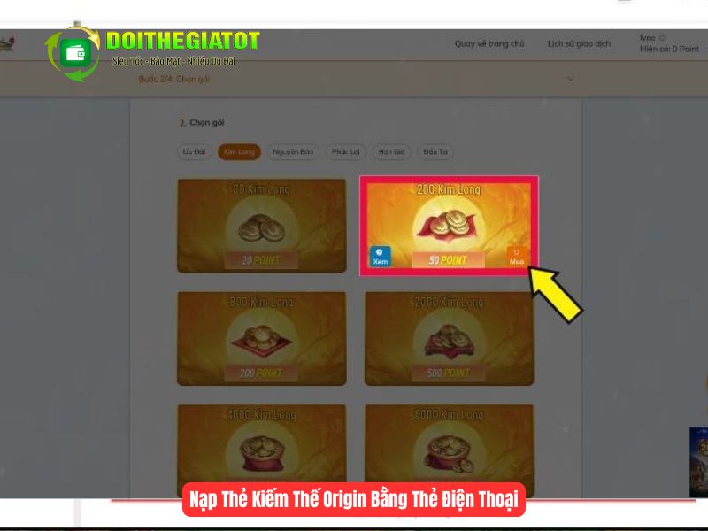 Chọn gói nạp phù hợp với nhu cầu của bạn