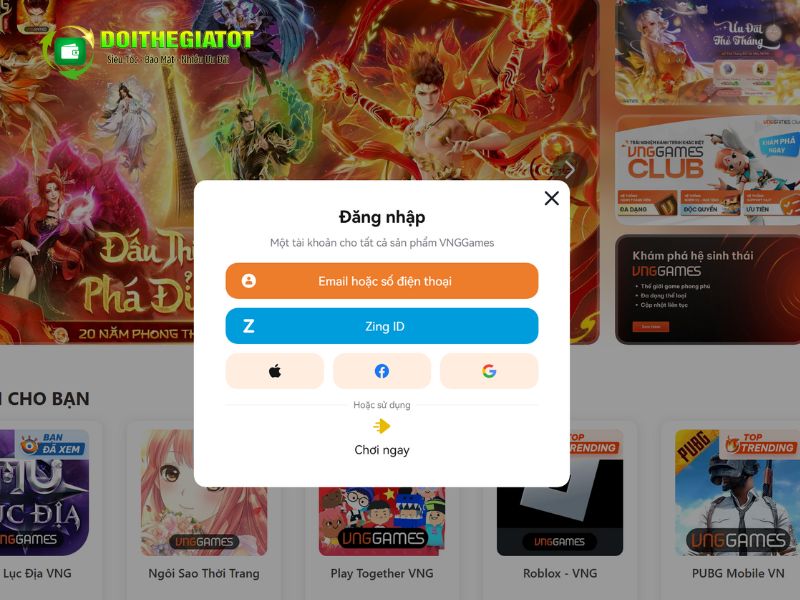 Đăng nhập tài khoản Zing của bạn