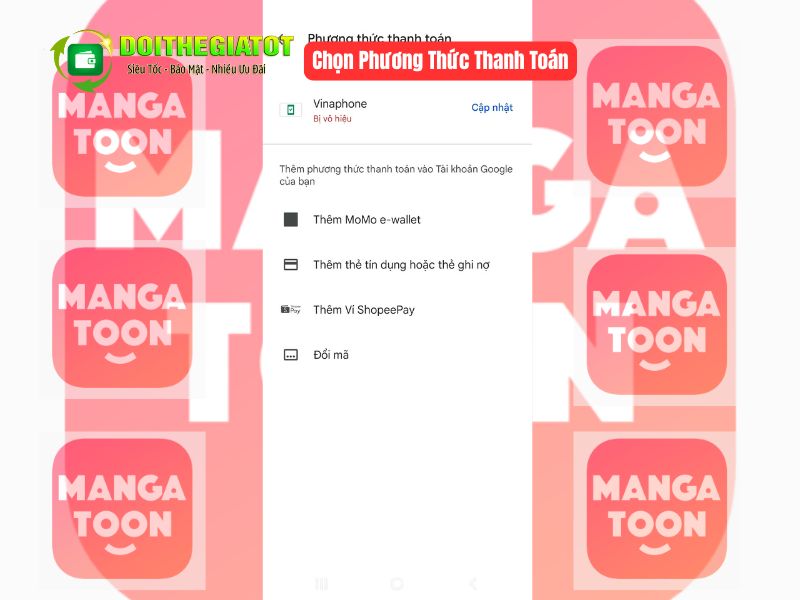 Chọn phương thức nạp tiền, hãy chọn Momo nếu trước đó bạn đã nạp tiền vào Momo