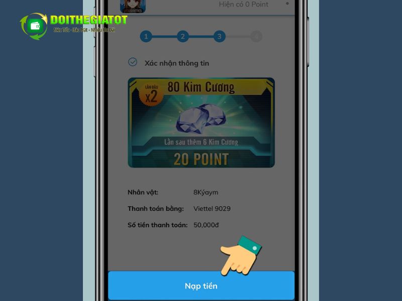 Bấm vào nút Nạp tiền